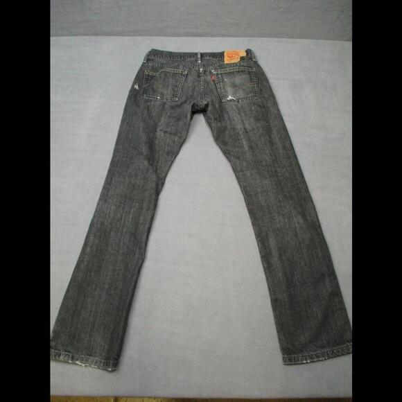 Levis 514 Jeans 30x33 Mens Black 100% Cotton Denim Distressed - Picture 8 of 9